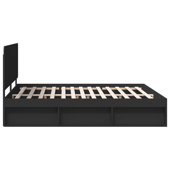 Cadru de pat cu headboard Negru 200 x 200 cm Lemn de pin masiv - WALTI WALTI