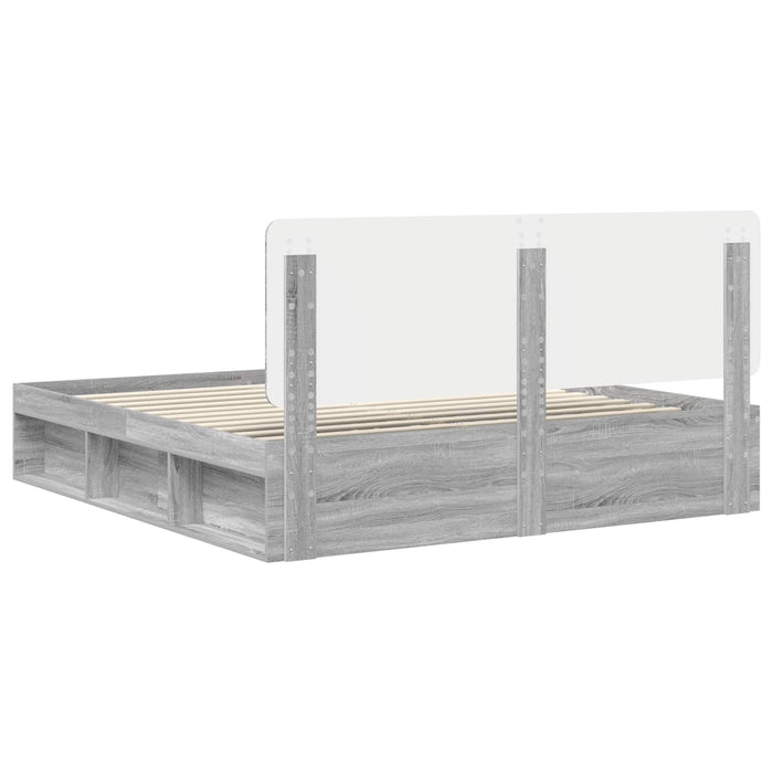 Cadru de pat Gri Sonoma 200 x 200 cm Lemn de pin masiv - WALTI WALTI
