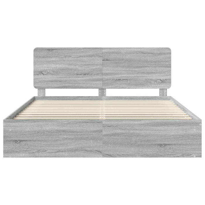 Cadru de pat Gri Sonoma 200 x 200 cm Lemn de pin masiv - WALTI WALTI