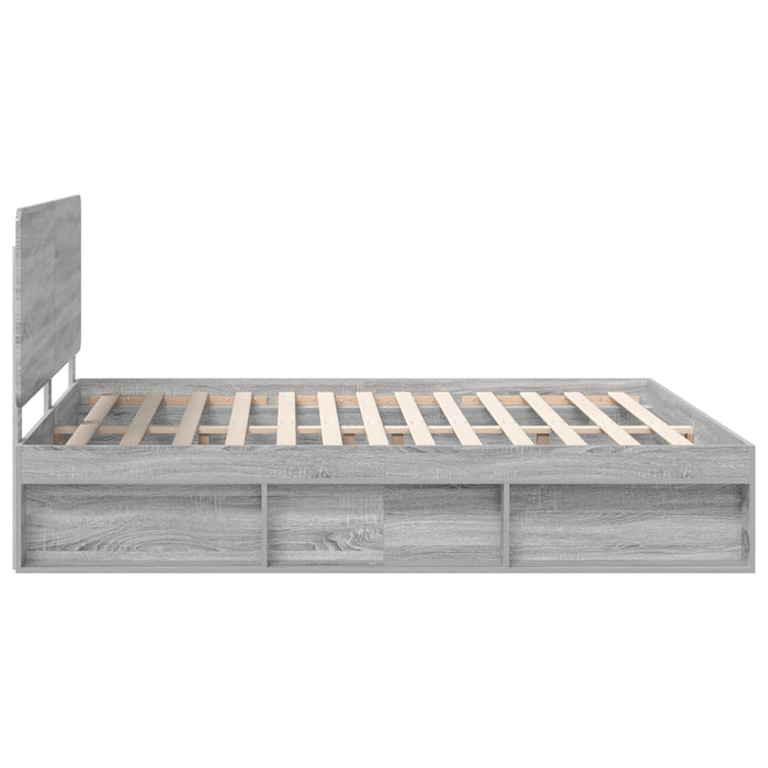 Cadru de pat Gri Sonoma 200 x 200 cm Lemn de pin masiv - WALTI WALTI