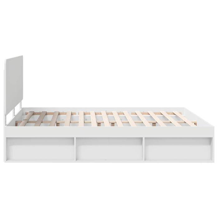 Cadru de pat cu headboard Alb 180 x 200 cm Lemn de pin masiv - WALTI WALTI