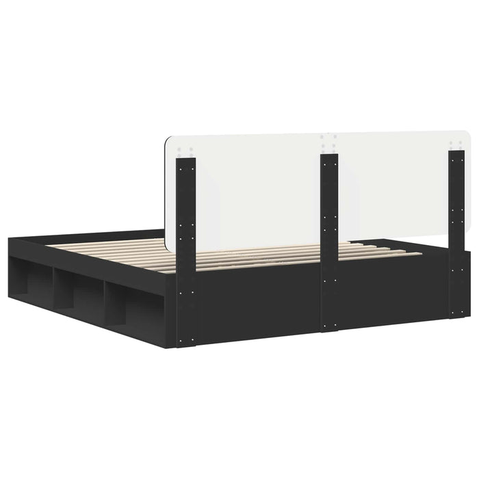 Cadru de pat cu headboard Negru 180 x 200 cm Lemn de pin masiv - WALTI WALTI