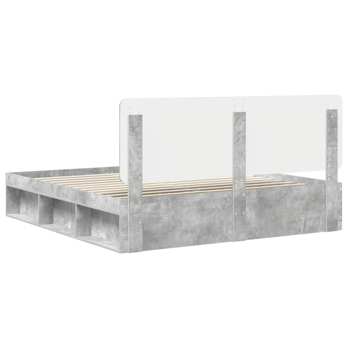 Cadru de pat cu headboard Beton 180 x 200 cm Lemn de pin masiv - WALTI WALTI