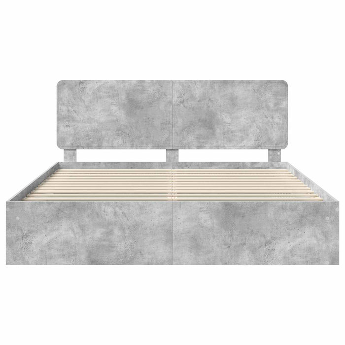 Cadru de pat cu headboard Beton 180 x 200 cm Lemn de pin masiv - WALTI WALTI