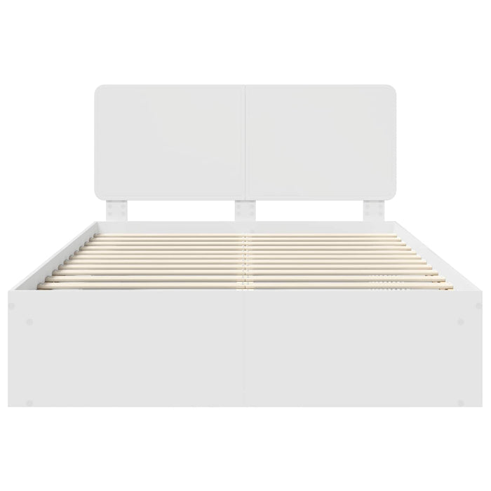 Cadru de pat cu headboard Alb 160 x 200 cm Lemn de pin masiv - WALTI WALTI