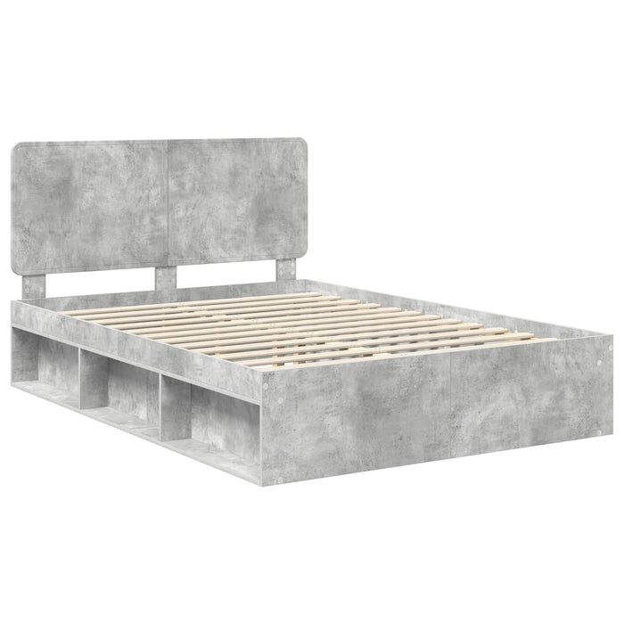 Cadru de pat cu headboard Beton 160 x 200 cm Lemn de pin masiv - WALTI WALTI
