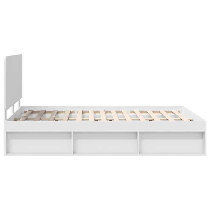 Cadru de pat cu headboard Alb 150 x 200 cm Lemn de pin masiv - WALTI WALTI