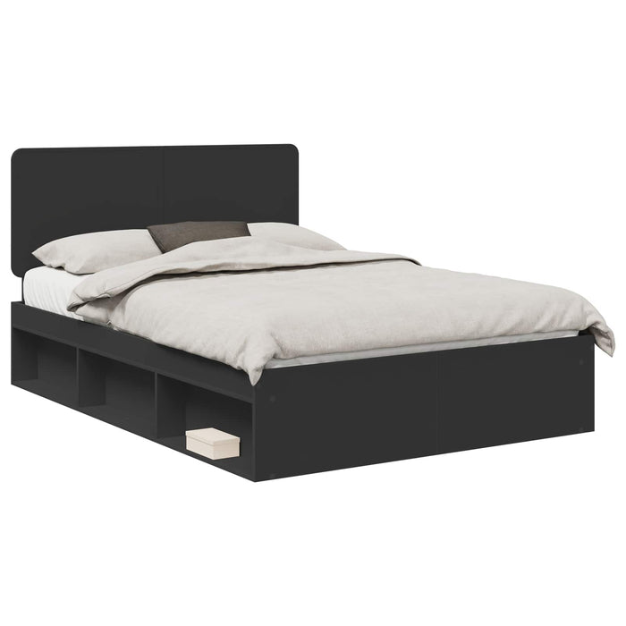 Cadru de pat cu headboard Negru 150 x 200 cm Lemn de pin masiv - WALTI WALTI