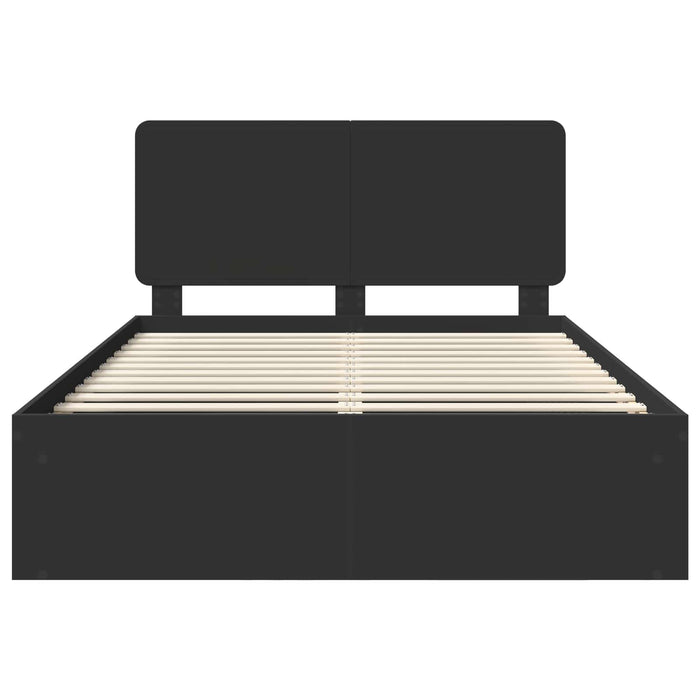 Cadru de pat cu headboard Negru 150 x 200 cm Lemn de pin masiv - WALTI WALTI