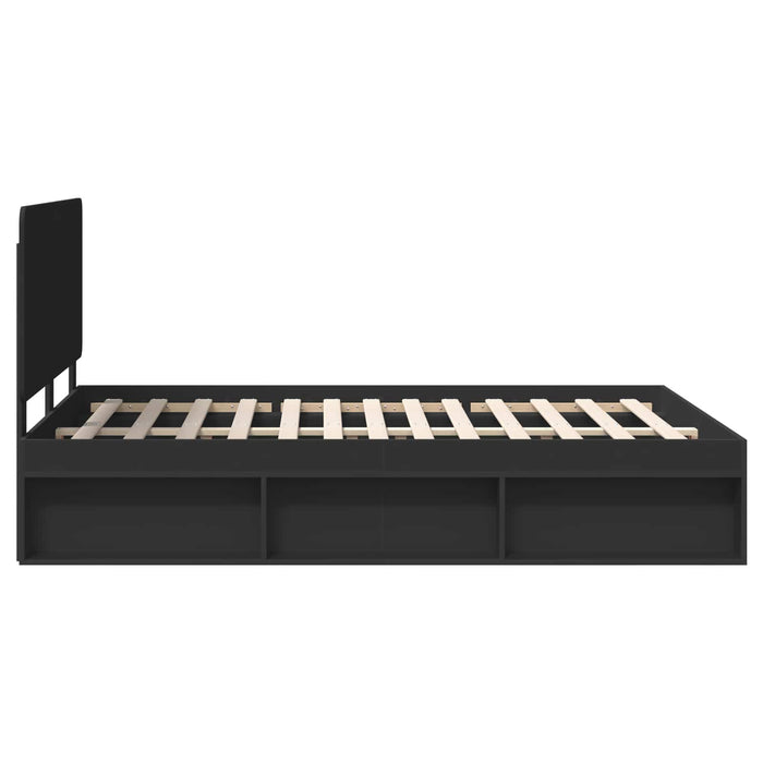 Cadru de pat cu headboard Negru 140 x 200 cm Lemn de pin masiv - WALTI WALTI