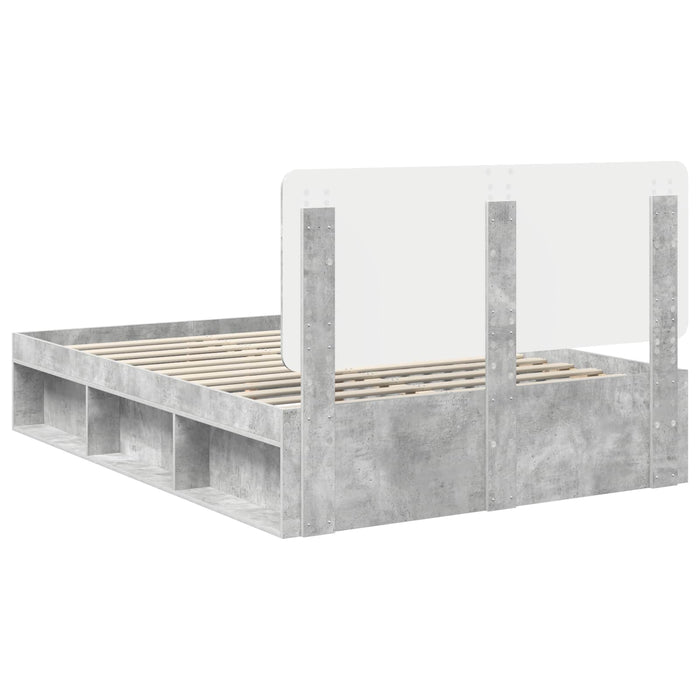 Cadru de pat cu headboard Beton 140 x 200 cm Lemn de pin masiv - WALTI WALTI