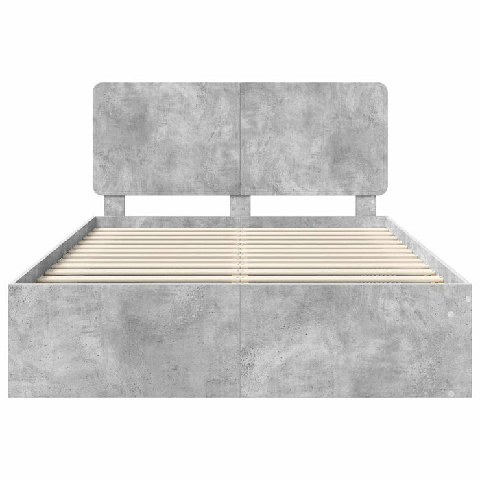 Cadru de pat cu headboard Beton 140 x 200 cm Lemn de pin masiv - WALTI WALTI