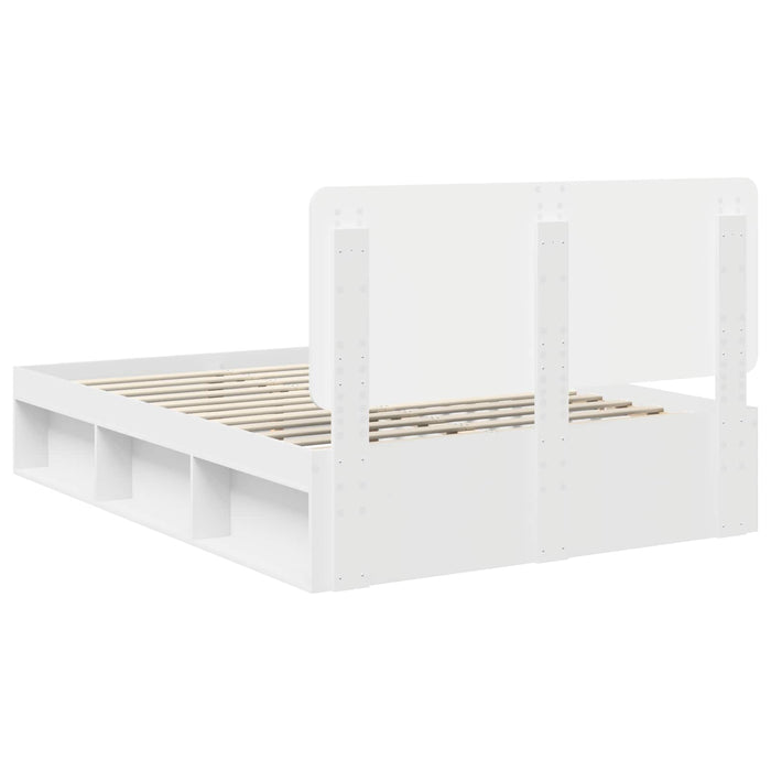 Cadru de pat cu headboard Alb 140 x 190 cm Lemn de pin masiv - WALTI WALTI