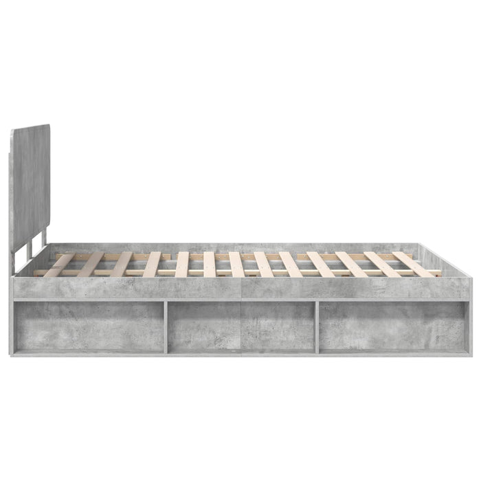 Cadru de pat cu headboard Beton 140 x 190 cm Lemn de pin masiv - WALTI WALTI