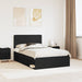 Cadru de pat cu headboard Negru 135 x 190 cm Lemn de pin masiv - WALTI WALTI