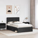 Cadru de pat cu headboard Negru 135 x 190 cm Lemn de pin masiv - WALTI WALTI