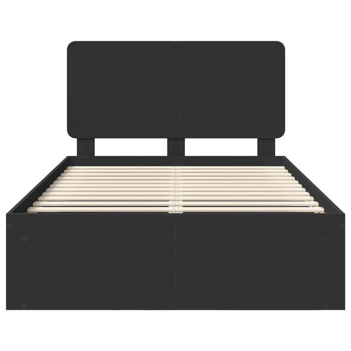 Cadru de pat cu headboard Negru 135 x 190 cm Lemn de pin masiv - WALTI WALTI