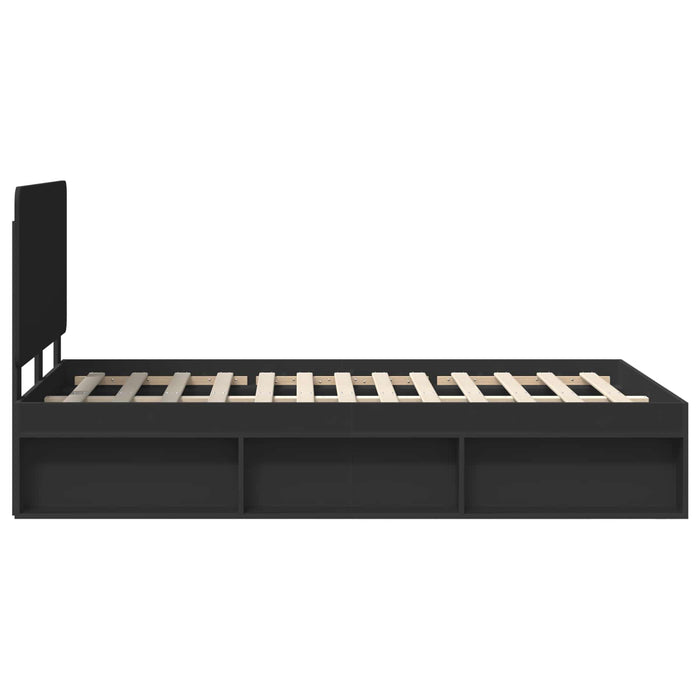 Cadru de pat cu headboard Negru 135 x 190 cm Lemn de pin masiv - WALTI WALTI
