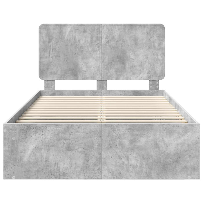 Cadru de pat Gri Concret 135 x 190 cm Lemn de pin masiv - WALTI WALTI