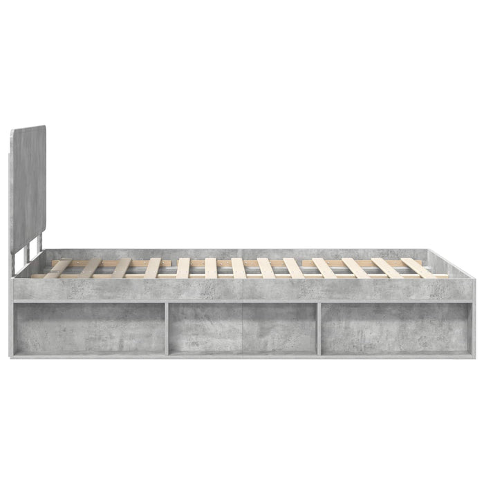 Cadru de pat Gri Concret 135 x 190 cm Lemn de pin masiv - WALTI WALTI
