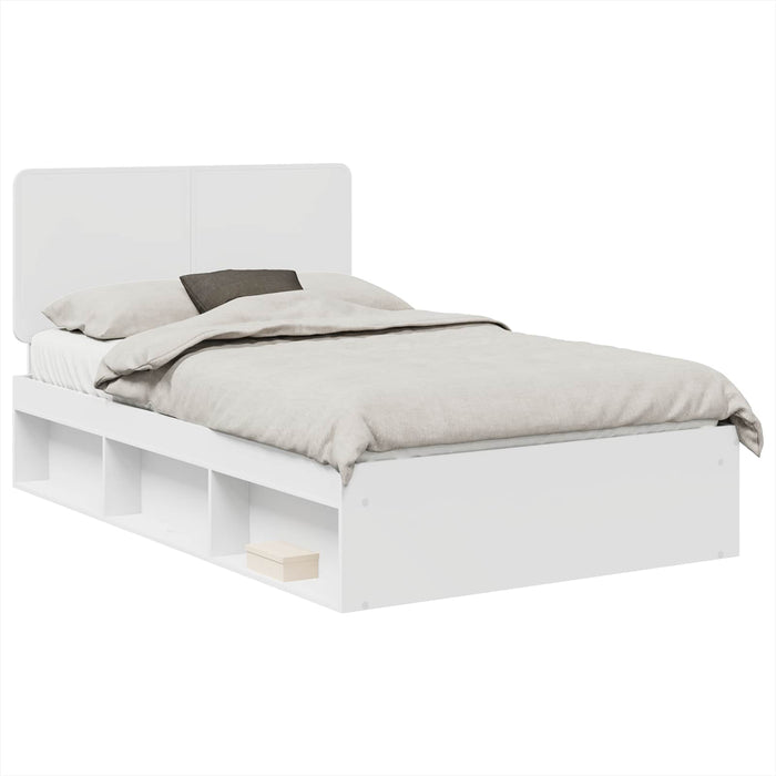 Cadru de pat cu headboard Alb 120 x 190 cm Lemn de pin masiv - WALTI WALTI