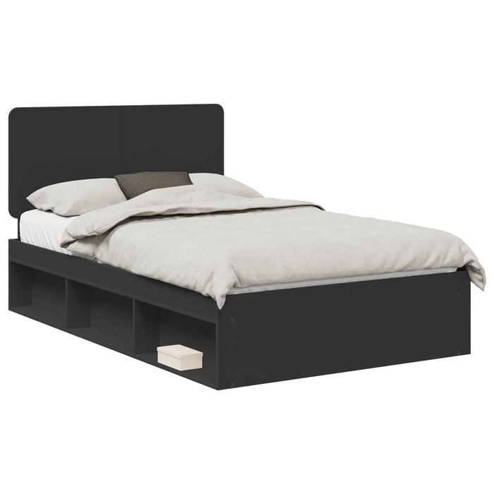 Cadru de pat cu headboard Negru 120 x 190 cm Lemn de pin masiv - WALTI WALTI