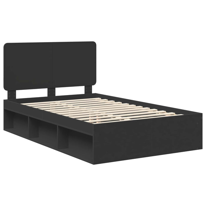Cadru de pat cu headboard Negru 120 x 190 cm Lemn de pin masiv - WALTI WALTI