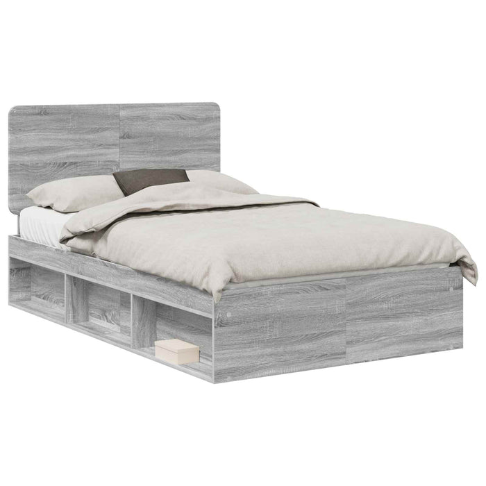 Cadru de pat Gri Sonoma 120 x 190 cm Lemn de pin masiv - WALTI WALTI