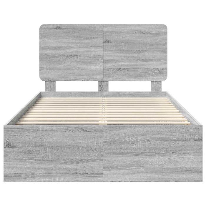 Cadru de pat Gri Sonoma 120 x 190 cm Lemn de pin masiv - WALTI WALTI