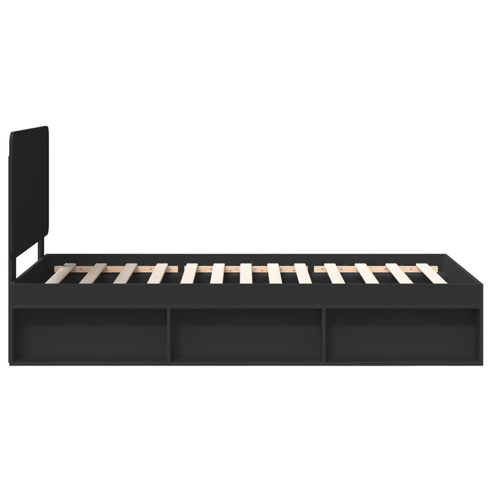 Cadru de pat cu headboard Negru 100 x 200 cm Lemn de pin masiv - WALTI WALTI