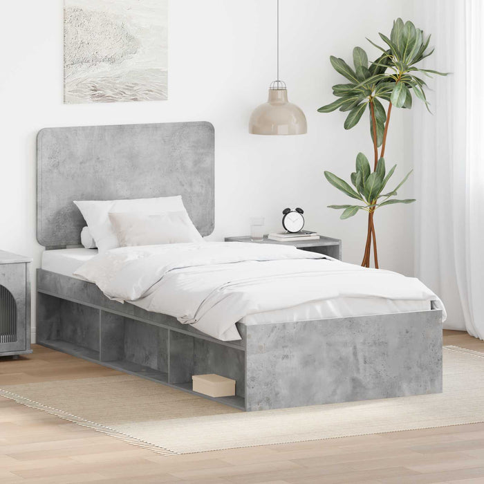 Cadru de pat Gri Concret 100 x 200 cm Lemn de pin masiv - WALTI WALTI