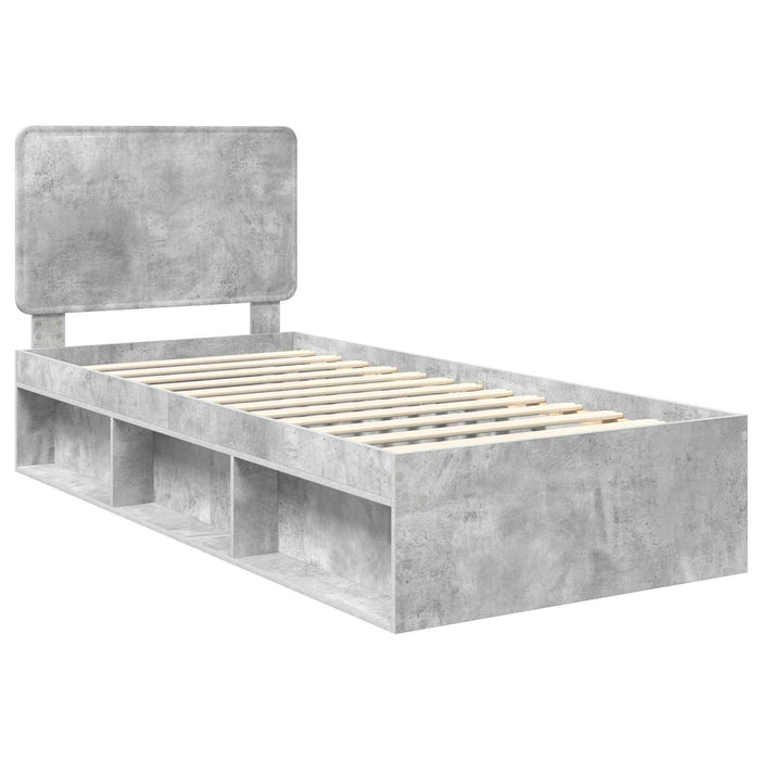 Cadru de pat Gri Concret 100 x 200 cm Lemn de pin masiv - WALTI WALTI
