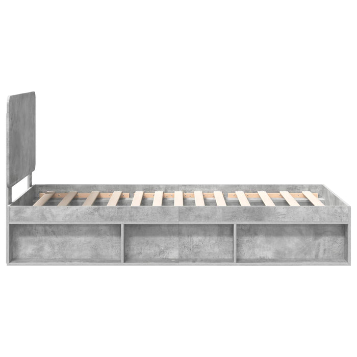 Cadru de pat Gri Concret 100 x 200 cm Lemn de pin masiv - WALTI WALTI