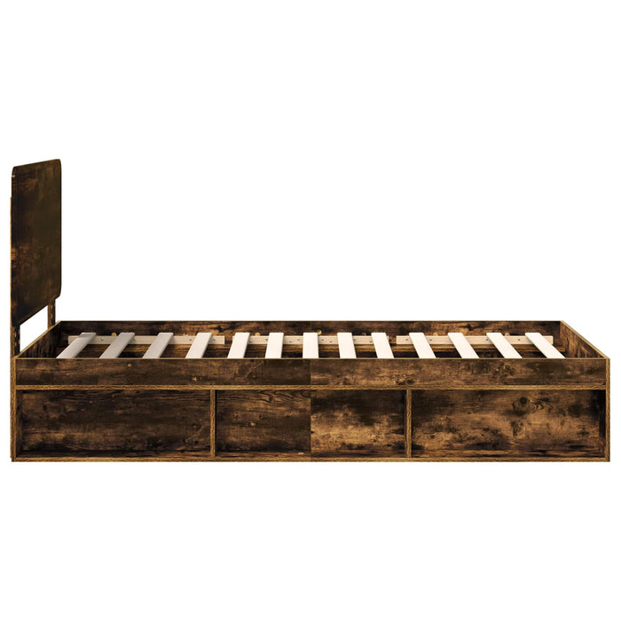 Cadru de pat Stejar fumuriu 100 x 200 cm Lemn de pin masiv - WALTI WALTI