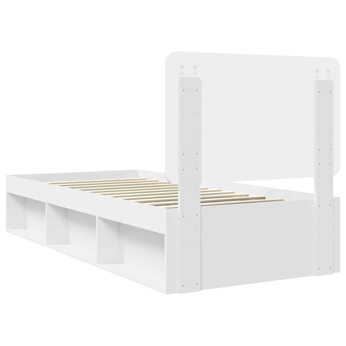 Cadru de pat cu headboard Alb 90 x 200 cm Lemn de pin masiv - WALTI WALTI