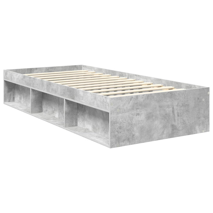 Cadru de pat cu headboard Beton 90 x 200 cm Lemn de pin masiv - WALTI WALTI