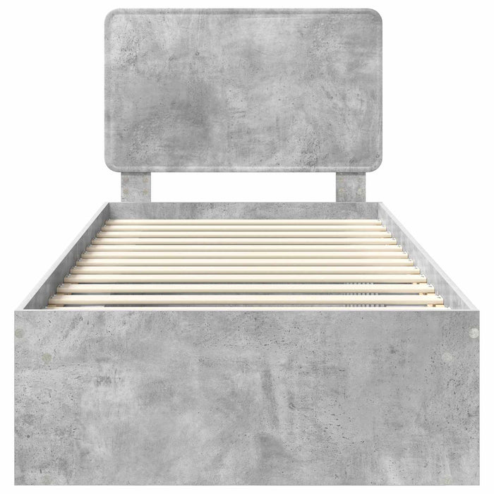Cadru de pat cu headboard Beton 90 x 200 cm Lemn de pin masiv - WALTI WALTI