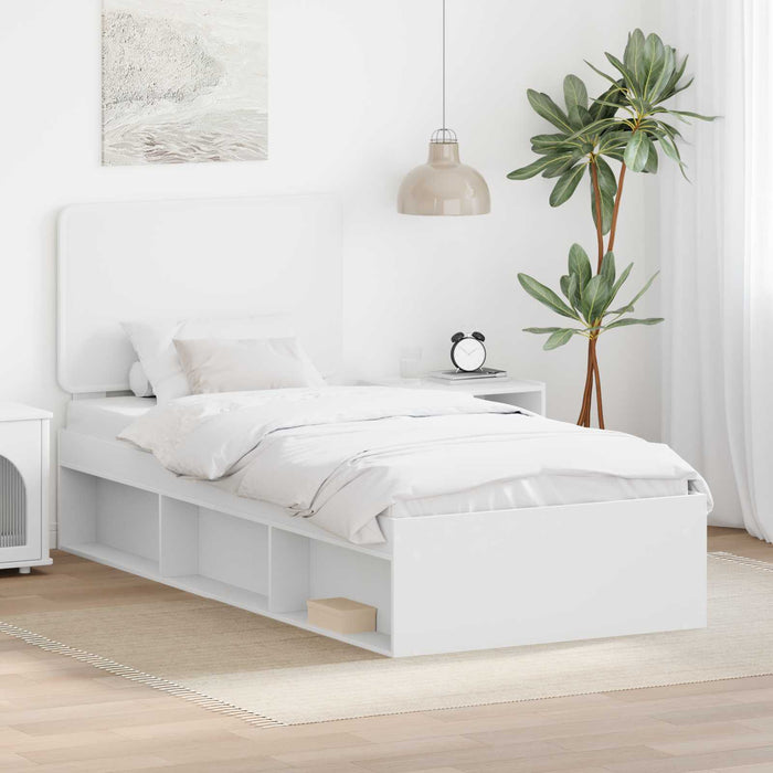 Cadru de pat cu headboard Alb 90 x 190 cm Lemn de pin masiv - WALTI WALTI