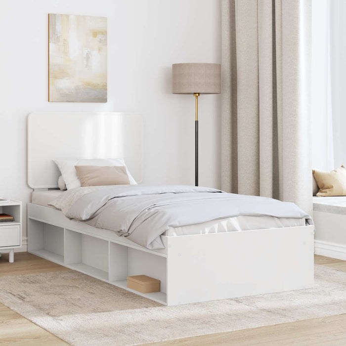 Cadru de pat cu headboard Alb 90 x 190 cm Lemn de pin masiv - WALTI WALTI