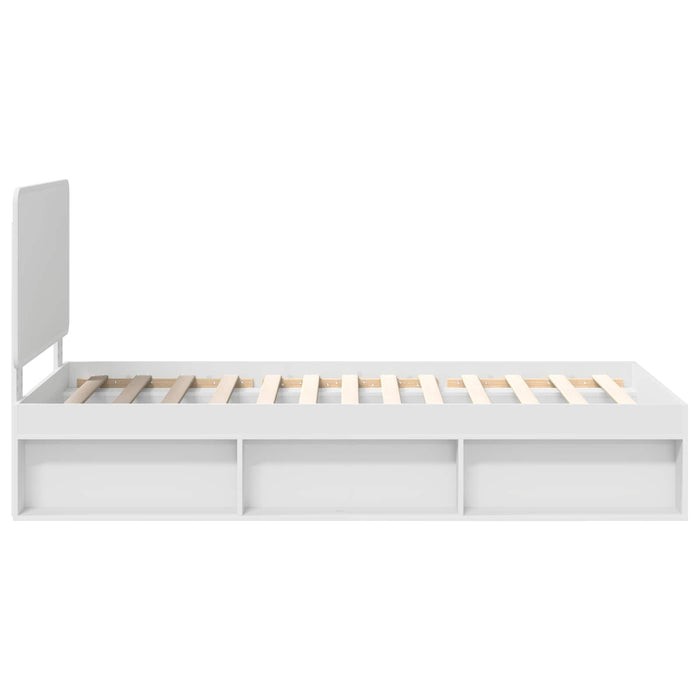 Cadru de pat cu headboard Alb 90 x 190 cm Lemn de pin masiv - WALTI WALTI