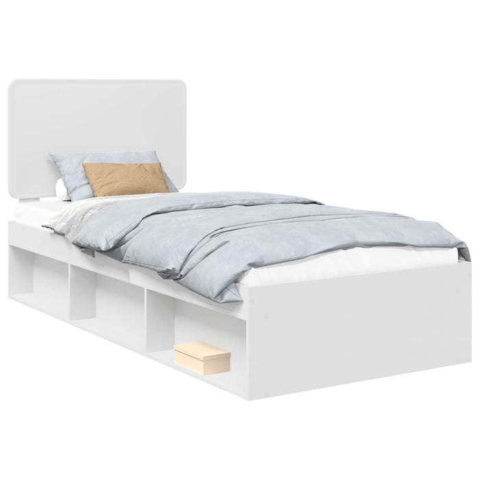 Cadru de pat cu headboard Alb 75 x 190 cm Lemn de pin masiv - WALTI WALTI