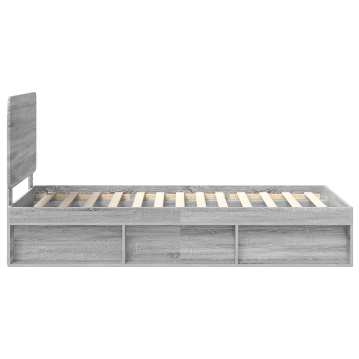 Cadru de pat Gri Sonoma 75 x 190 cm Lemn de pin masiv - WALTI WALTI