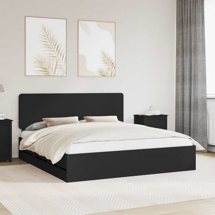 Cadru de pat cu sertar Negru 200 x 200 cm Lemn Ingineresc - WALTI WALTI