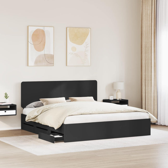 Cadru de pat cu sertar Negru 200 x 200 cm Lemn Ingineresc - WALTI WALTI