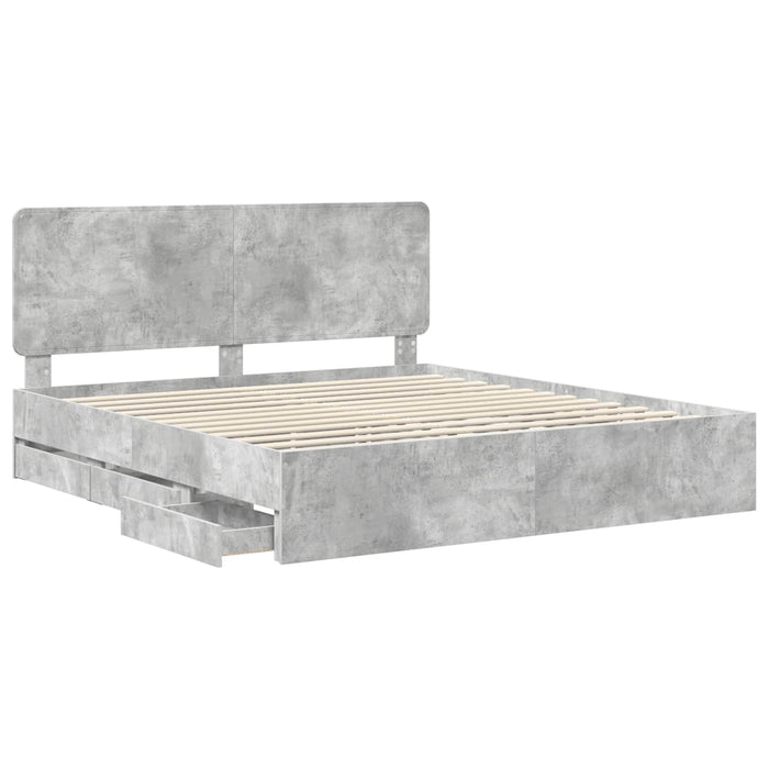 Cadru de pat Gri din beton 200 x 200 cm Lemn Ingineresc - WALTI WALTI
