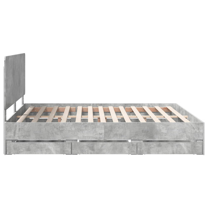 Cadru de pat Gri din beton 200 x 200 cm Lemn Ingineresc - WALTI WALTI