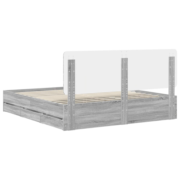 Cadru de pat cu sertar Gri Sonoma 200 x 200 cm Lemn Ingineresc - WALTI WALTI