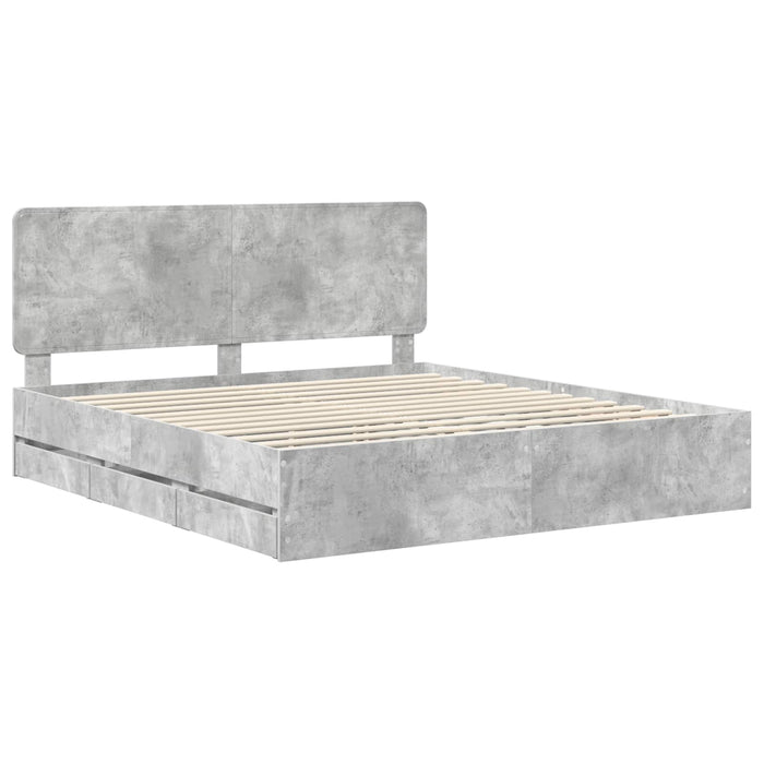 Cadru de pat Gri din beton 180 x 200 cm Lemn Ingineresc - WALTI WALTI