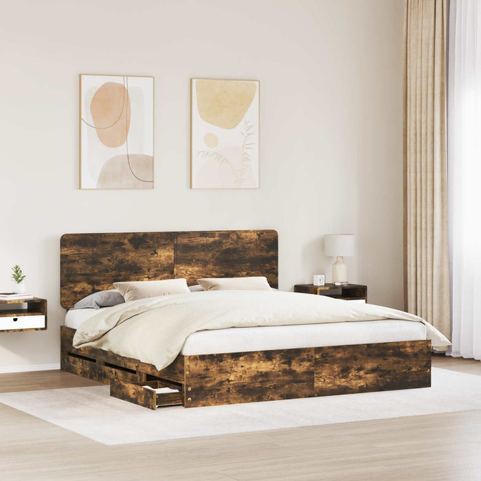 Cadru de pat Stejar fumuriu 180 x 200 cm Lemn Ingineresc - WALTI WALTI