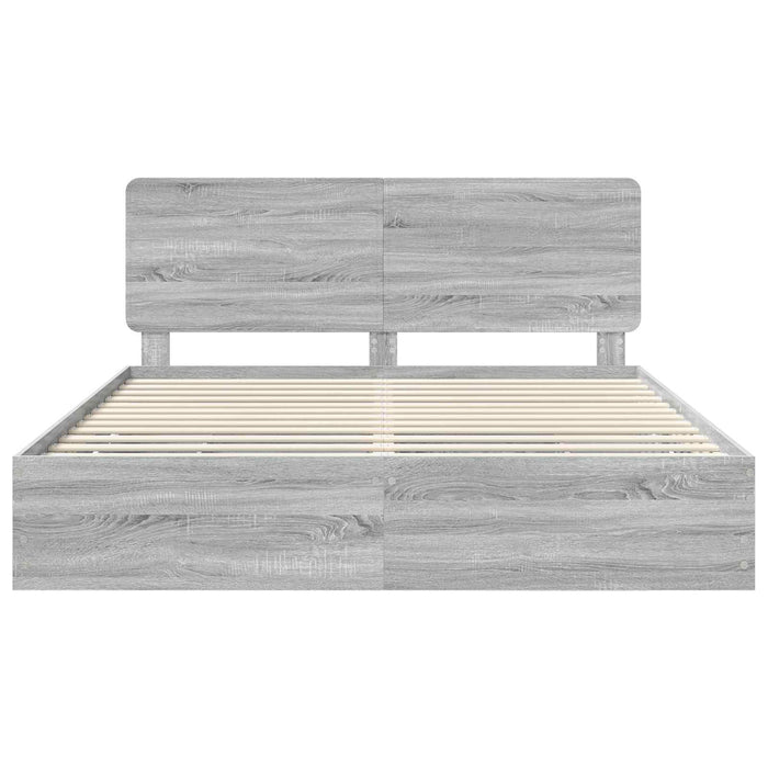 Cadru de pat cu sertar Gri Sonoma 180 x 200 cm Lemn Ingineresc - WALTI WALTI